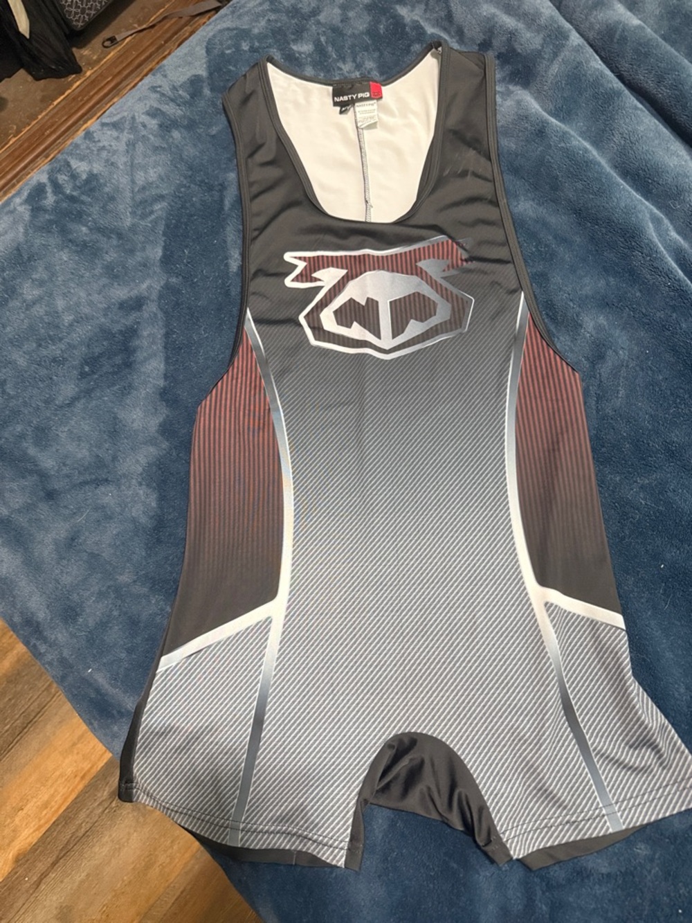 Nasty Pig Men's Grey and Black Performance Singlet with Red Accent
